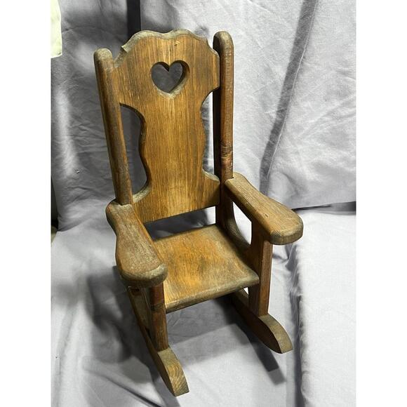 Wood Rocking Chair Doll Furniture 12" Woven Seat Ladder Back 17" Wooden Rocker - Picture 8 of 9
